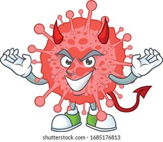 Dibujo de caricatura del desastre del coronavirus en el diseño del personaje de caricaturas del diablo