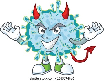 Cartoon picture of coronavirus illness in devil cartoon character design