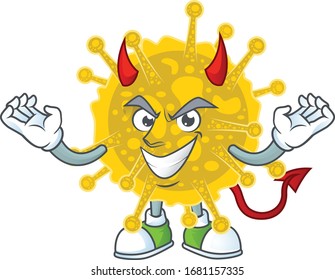 Cartoon picture of coronavirus pandemic in devil cartoon character design