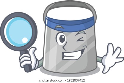 cartoon picture of face shield Detective using tools