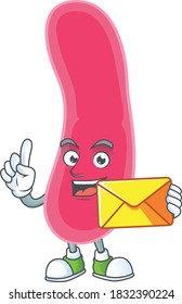 A cartoon picture of fusobacteria bring brown envelope. Vector illustration