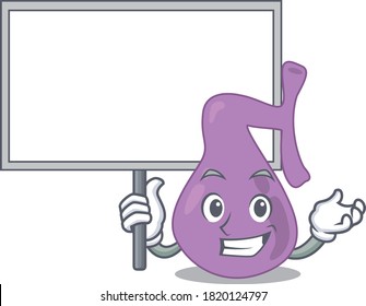 Cartoon picture of gall bladder mascot design style carries a board