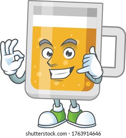 cartoon picture of glass of beer make a call gesture. Vector illustration
