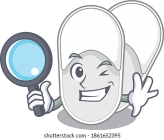 cartoon picture of hotel slippers Detective using tools