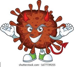 Cartoon picture of infection coronavirus in devil cartoon character design