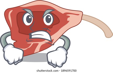 A cartoon picture of lamb chop showing an angry face. Vector illustration