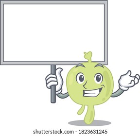 Imagen de caricatura del estilo de diseño de mascota de ganglios linfáticos lleva una placa