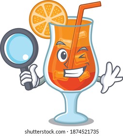 cartoon picture of mai tai cocktail Detective using tools