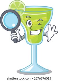 cartoon picture of margarita cocktail Detective using tools