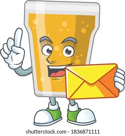 A cartoon picture of mug of beer bring brown envelope. Vector illustration