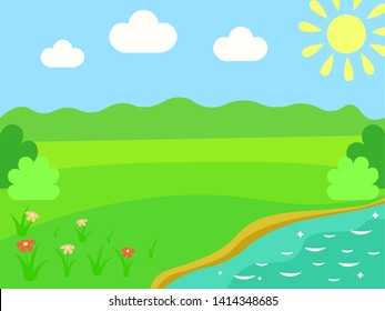 Cartoon picture of nature. background for children's games.