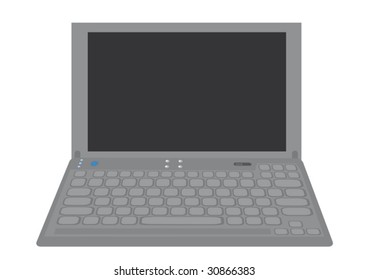 Cartoon picture with the notebook computer. Vector illustration.
