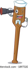 A cartoon picture of oars Sailor using binocular