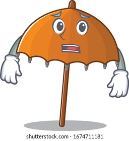 Cartoon picture of orange umbrella showing anxious face