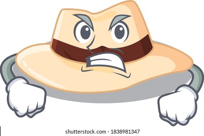A cartoon picture of panama hat showing an angry face