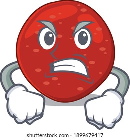 A cartoon picture of peperoni showing an angry face. Vector illustration