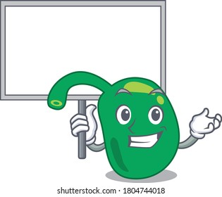 Cartoon picture of pineal mascot design style carries a board