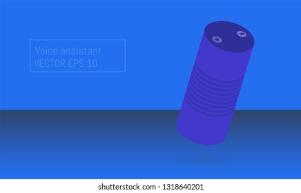 Cartoon picture of Smart speaker, Voice assistant, home automation hub concept in 3D, isometric style. Vector illustration. EPS 10. 