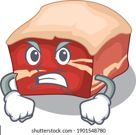 A cartoon picture style of pork belly having a mad face. Vector illustration