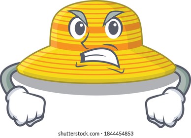 A cartoon picture of summer hat showing an angry face