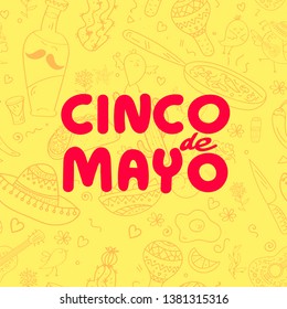 Cartoon picture with text 5th May. Used for greeting card, poster design.Vector illustration. Pattern on background.
