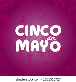 Cartoon picture with text 5th May. Used for greeting card, poster design.Vector illustration. Pattern on background.