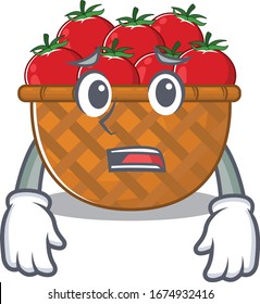 Cartoon picture of tomato basket showing anxious face