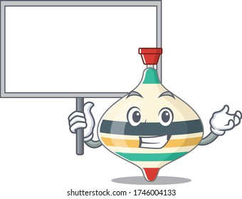 Cartoon picture of top toy mascot design style carries a board