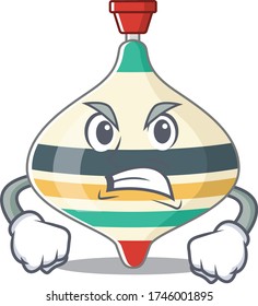 A cartoon picture of top toy showing an angry face