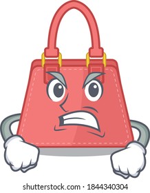 A cartoon picture of women handbag showing an angry face