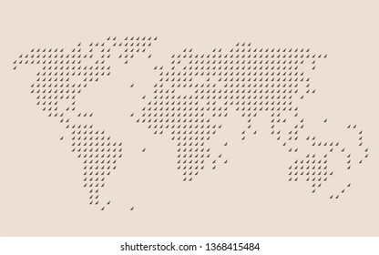 Cartoon pictures of dotted world map. Can be used for printing, website, presentation element, textile. Vector illustration.