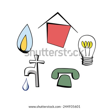 Cartoon Pictures House Gas Flame Light Stock Vector (Royalty Free