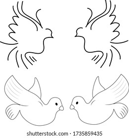 Cartoon pictures and pigeon silhouette.