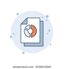 Cartoon pie chart icon vector illustration. List with diagram icon on bubbles background. Report sign concept.