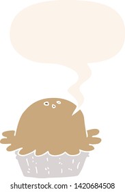 cartoon pie with speech bubble in retro style