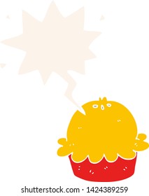 cartoon pie with speech bubble in retro style