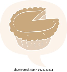 cartoon pie with speech bubble in retro style