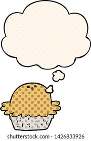 cartoon pie with thought bubble in comic book style