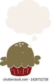 cartoon pie with thought bubble in retro style