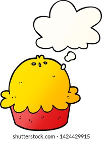 cartoon pie with thought bubble in smooth gradient style