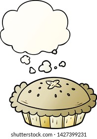 cartoon pie with thought bubble in smooth gradient style