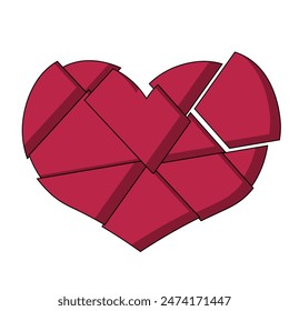 Cartoon piece broken Heart in color