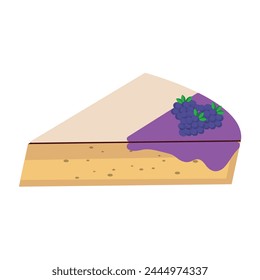 Cartoon piece of cake. Various colorful cake slices, cage and restaurant sweet dessert with cream glaze fruits and biscuits. Vector pastry pieces set