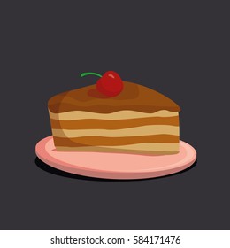 Cartoon piece of cake. Vector illustration