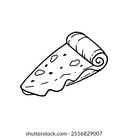 cartoon piece of pizza uncolored