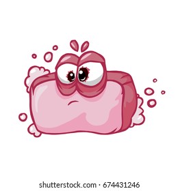 Cartoon piece of soap to which soap has got into the eyes