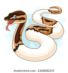 Cartoon pied ball python snake isolated on white background