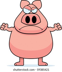 A cartoon pig with an angry expression.