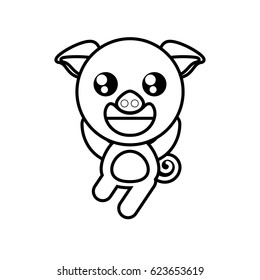 cartoon pig animal outline