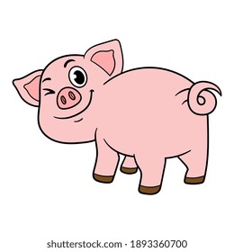 Cartoon Pig From the Back Illustration